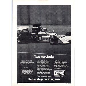 1973 Champion Spark Plugs SCCA Race Car Vintage Print Ad Racing 70s Wall Art